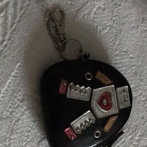 Faux leather coin purse and key ring